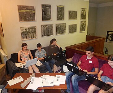 Wikidata edit-a-thon in the museum, visitors hall
