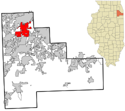Location of Romeoville in Will County, Illinois