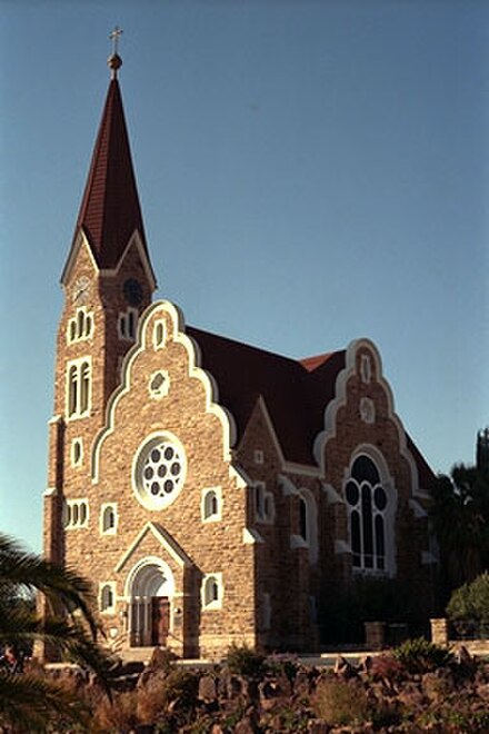 Christuskirche (Christ's Church) in Windhoek, Namibia, built in colonial style.