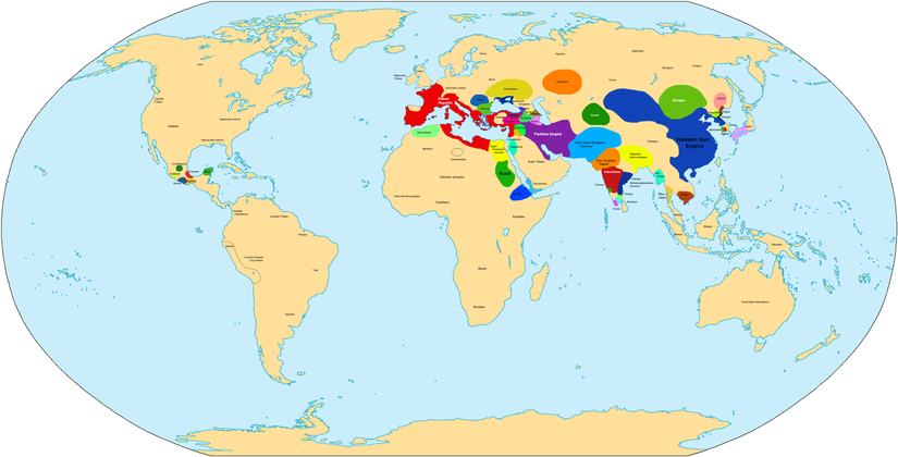 Map of the world in 50 BC. World in 50 BCE.PNG