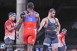 Wrestling at the 2020 Summer Olympics – Men's Greco-Roman 130 kg – Mirzazadeh vs López (39).jpg