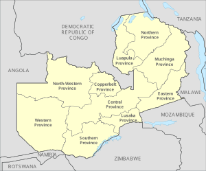 Zambia, administrative divisions - en - monochrome.svg