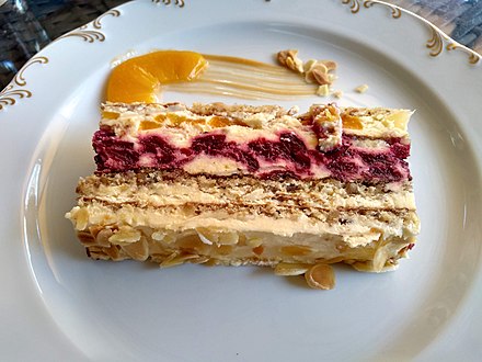 The most popular cake in Belgrade is the Moskva Shnit (Moscow Cake) made by Hotel Moskva.
