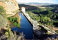 Vista del salto de agua de la Central Hidroeléctrica de Castielfabib (Valencia), con detalle del partidor situado al final del canal, año 2014.