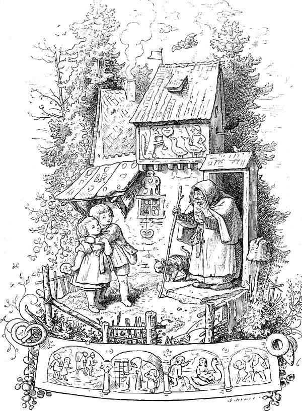 Illustration of "Hansel and Gretel" by Ludwig Richter; like Cries and Whispers, the fairy tale suggests familial abandonment.