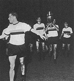 1964–65 European Cup - Inter Milan's Suárez, Facchetti, Peiró and Bedin with the trophy.jpg