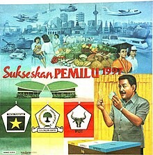 A poster encouraging citizens to support the 1997 Indonesian legislative election. 1997 Indonesian legislative election poster.jpg
