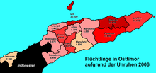 Internal displaced people by district 2006 East Timor IDP.png