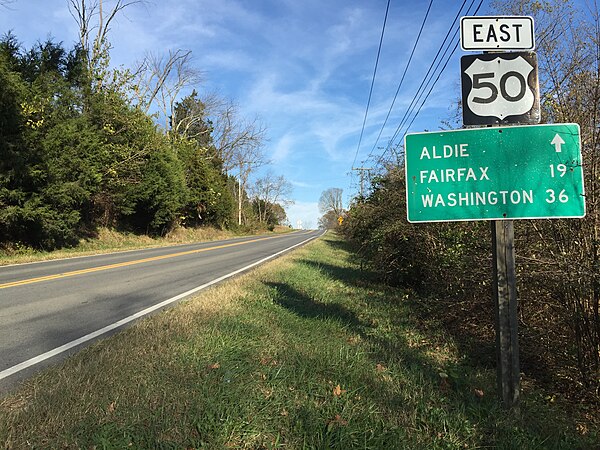 View east along US 50 at SR 629 in Stoke, Loudoun County