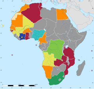 Result of teams participating in 2023 Africa Cup of Nations
Champion
Runner-up
Third place
Fourth place
Quarter-finals
Round of 16
Group stage 2023 Afcon results map.svg