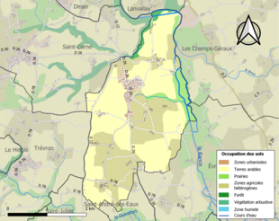 Barevná mapa znázorňující využití půdy.