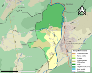 Barevná mapa znázorňující využití půdy.