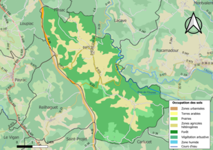 Kolorowa mapa przedstawiająca użytkowanie gruntów.