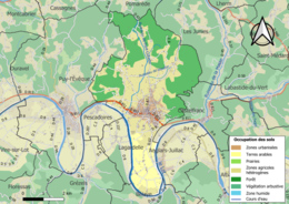 Carte des infrastructures et de l'occupation des sols de la commune en 2018 (CLC).