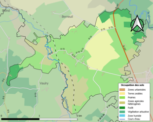 Barevná mapa znázorňující využití půdy.