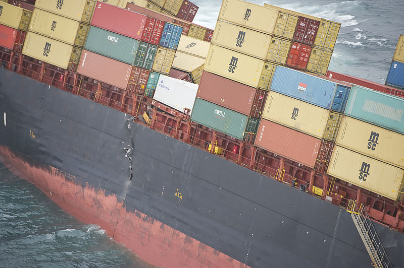 File:Aerial detail view of grounded ship Rena.jpg