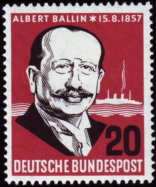 Postage stamp issued by the Deutsche Bundespost in 1957 in commemoration of Ballin's 100th birthday