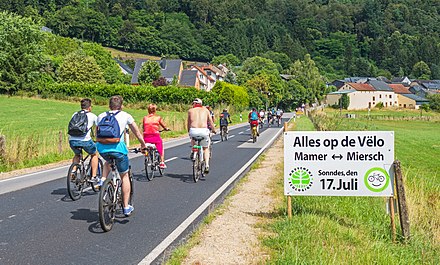 Cyclists on route between Mamer and Mersch.