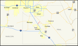 Map of Arizona State Route 187