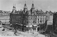 Bahnhofplatz 1 bis 3 in den 1890er-Jahren, noch mit Dachreitern