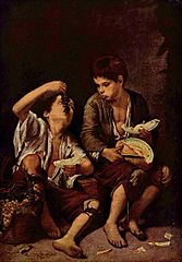 Murillo, Garçons mendiants mangeant des raisins et du melon, v. 1645–1655