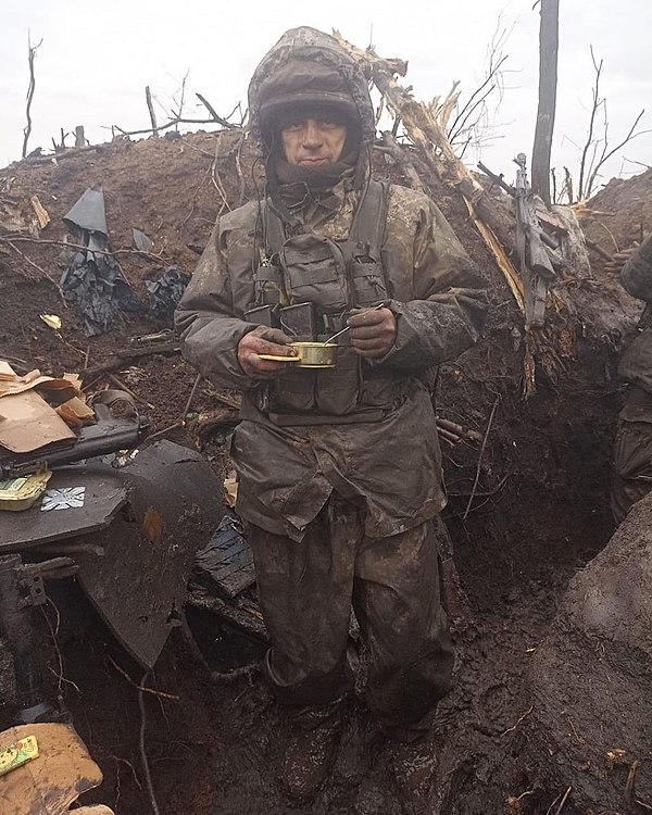 Ukrainian soldier in a trench during the Battle of Bakhmut. Hundreds of thousands of people have been killed in the Russo-Ukrainian War since February