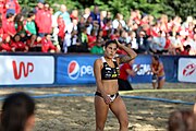 Deutsch: Beachhandball Europameisterschaften 2019 (Beach handball Euro); Tag 4: 5. Juli 2019 – Frauen, Viertelfinale, Spanien-Ungarn 1:2 (14:16, 26:16, 2:5) English: Beach handball Euro; Day 4: 5 July 2019 – Quarter Final Women – Spain-Hungary 1:2 (14:16, 26:16, 2:5)