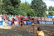 Deutsch: Beachhandball Europameisterschaften 2019 (Beach handball Euro); Tag 4: 5. Juli 2019 – Frauen, Viertelfinale, Spanien-Ungarn 1:2 (14:16, 26:16, 2:5) English: Beach handball Euro; Day 4: 5 July 2019 – Quarter Final Women – Spain-Hungary 1:2 (14:16, 26:16, 2:5)