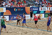 Deutsch: Beachhandball Europameisterschaften 2019 (Beach handball Euro); Tag 5: 6. Juli 2019 – Männer, Halbfinale, Dänemark-Ungarn 2:0 (19:16, 22:18) English: Beach handball Euro; Day 5: 6 July 2019 – Semifinal Men – Denmark-Ukraie 2:0 (19:16, 22:18)