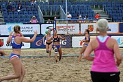 Deutsch: Beachhandball Europameisterschaften 2019 (Beach handball Euro); Tag 5: 6. Juli 2019 – Frauen, Halbfinale, Ungarn-Niederlande 2:0 (19:16, 15:12) English: Beach handball Euro; Day 5: 6 July 2019 – Semifinal Women – Hungary-Netherlands 2:0 (19:16, 15:12)