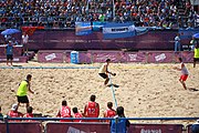 Deutsch: Beachhandball bei den Olympischen Jugendspielen 2018; Tag 4, 10. Oktober 2018; Jungs, Vorrunde, Gruppe B - Italien-Argentinien 1:2 English: Beach handball at the 2018 Summer Youth Olympics at 10 October 2018 – Boys Preliminary Round Group B‎ – Italy-Argentina 1:2