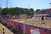 Deutsch: Beachhandball bei den Olympischen Jugendspielen 2018; Tag 7, 13. Oktober 2018; Jungen, Halbfinale – Argentinien-Portugal 1:2 English: Beach handball at the 2018 Summer Youth Olympics at 13 October 2018 – Boys Semifinal – Argentina-Portugal 1:2