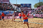 Deutsch: Beachhandball bei den Olympischen Jugendspielen 2018 in Buenos Aires; Tag 7, 13. Oktober 2018; Jungen, Halbfinale – Spanien-Kroatien 2:1 English: Beach handball at the 2018 Summer Youth Olympics in Buenos Aires at 13 October 2018 – Boys Semifinal – Spain-Croatia 2:1 Español: Handball de playa en los Juegos Olimpicos de la Juventud Buenos Aires 2018 en 13 de octubre de 2018 – Semifinales de chicos - España-Croacia 2:1