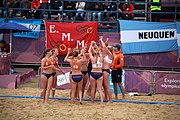 Deutsch: Beachhandball bei den Olympischen Jugendspielen 2018; Tag 5, 10. November 2018; Mädchen, Hauptrunde - Chinese Taipei (Taiwan)-Niederlande 1:2 English: Beach handball at the 2018 Summer Youth Olympics at 11 October 2018 – Girls Main Round – Chinese Taipei (Taiwan)-Netherlands 1:2