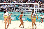 Deutsch: Beachvolleyball bei den Olympischen Jugendspielen 2018; Tag 9, 15. Oktober 2018; Mädchen, Viertelfinale: Puerto Rico-Russland 0–2 (12–21/10–21) English: Beach volleyball at the 2018 Summer Youth Olympics at 15 October 2018 – Girls Quarterfinals: Puerto Rico-Russia 0–2 (12–21/10–21)