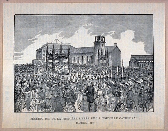 Benediction of the first stone used to build the cathedral, c. 1870