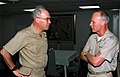 Rear Admiral Bernard Smith (right, speaking to Kelso in 1993) attended Tailhook '91