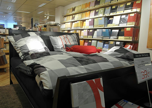 Bedclothes in a retail store