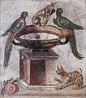 Ptáci u pítka (starořímská mozaika, Neapol)