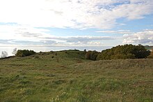 Blick über die Hügellandschaft Klein Zickers zum Aussichtspunkt