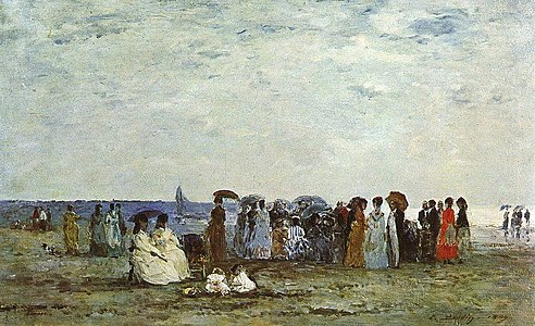 Eugène Boudin, Bathers on the Beach at Trouville, 1869