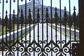 Bucureşti Gates to the empty former Presidential Palace. June 1996 (3407857642).jpg