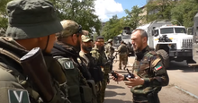 Chechen forces alongside Russian Army forces and separatist militias in Donbas, June 30, 2022 Chechen troops on the Russian side in Donbass, June 2022.png