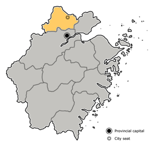 Huzhou en el mapa