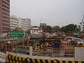 The Circle Line segment of the MRT station under construction.