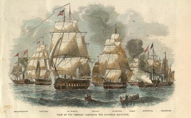 Commodore Perry's fleet for his second visit to Japan in 1854.