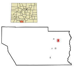 Conejos County Colorado Incorporated and Unincorporated areas Sanford Highlighted.svg