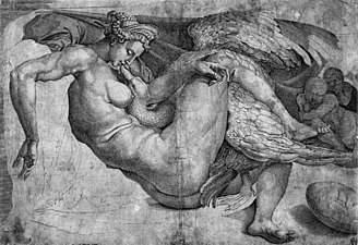 Treset gant Cornelis Bos diwar un daolenn gollet diwar zorn Michelangelo