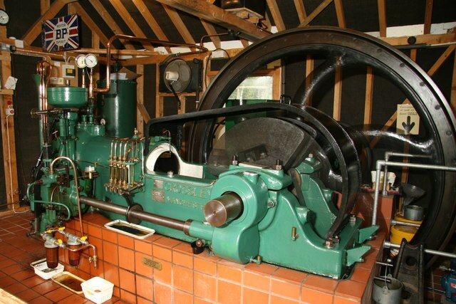 The Crossley diesel engine that now drives the milling equipment.