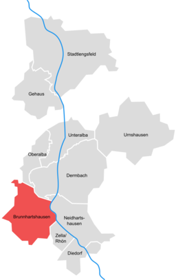 Tidigare läge för kommunen Brunnhartshausen i Wartburgkreis